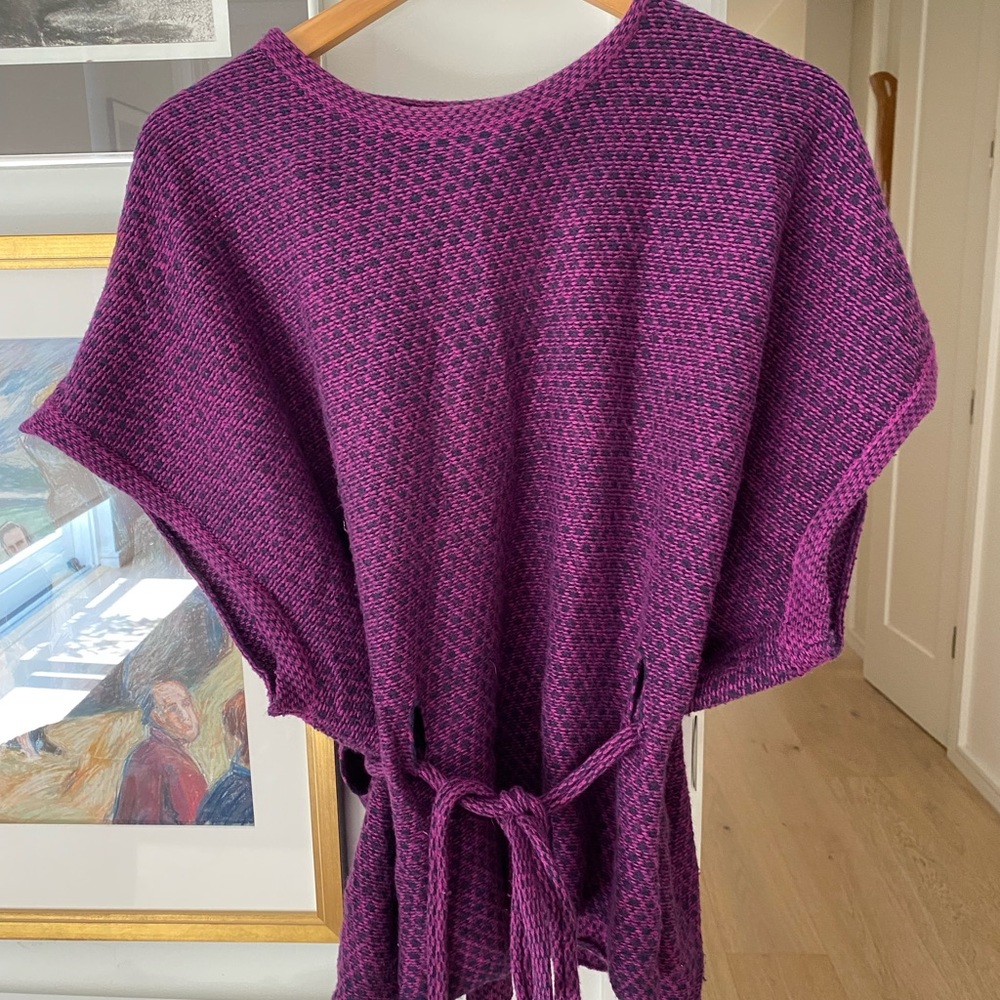 IRO sweater knit tunic poncho M/L cashmere blend magenta fuchsia